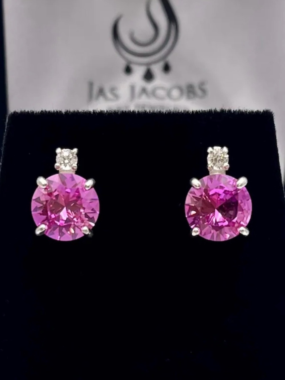 4ctw Pink Sapphire Stud Earrings with White Sapphire Accents